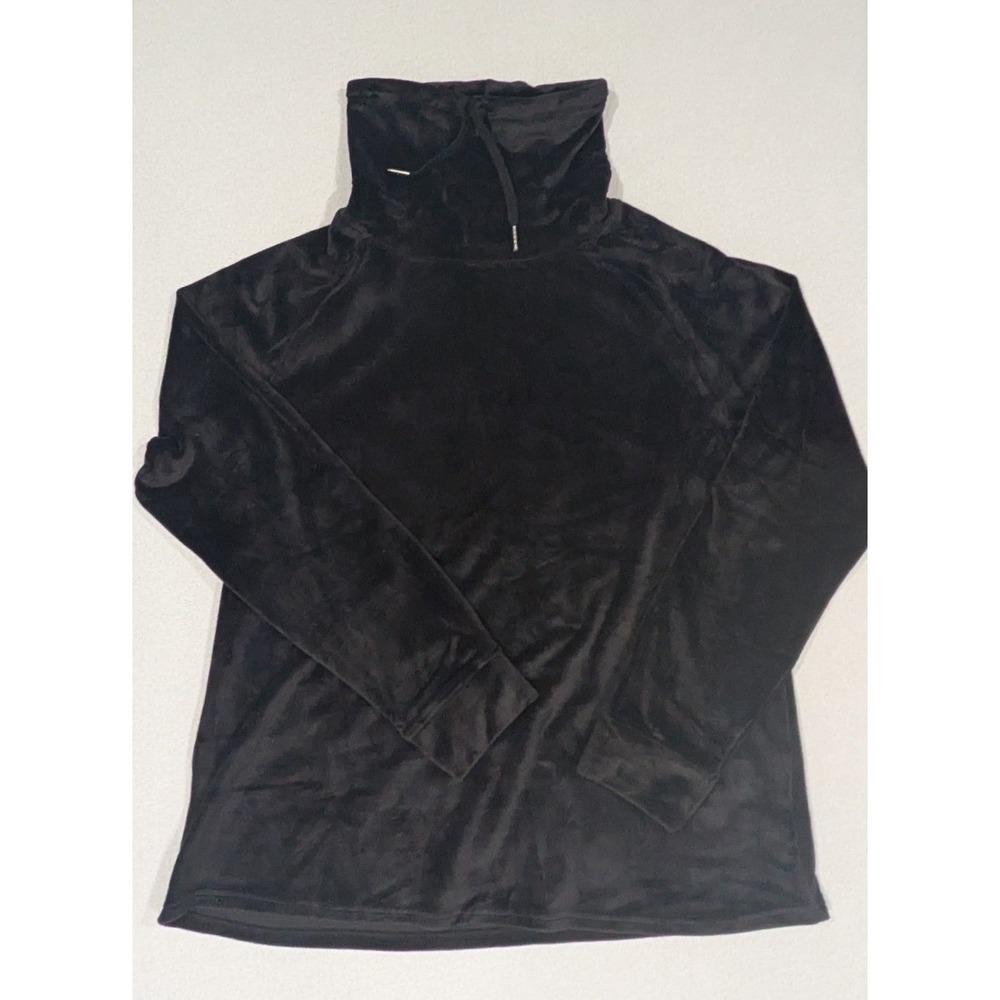 32 Degrees Heat Pullover Top Womens Large Black Excellent Velvet Funnel Neck